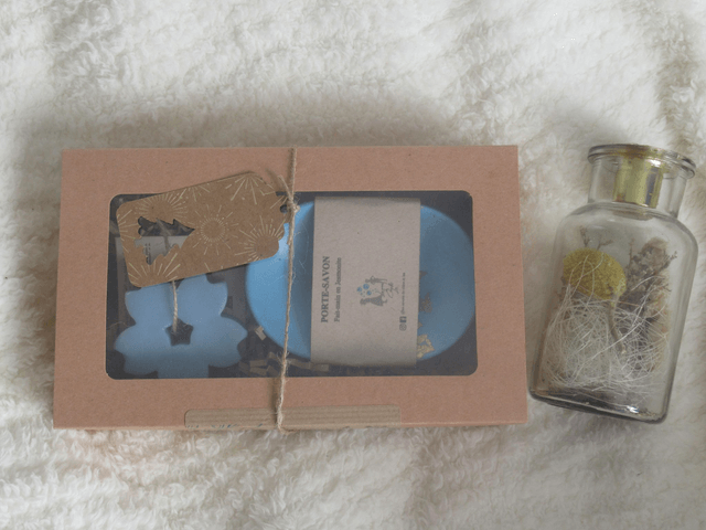 Coffret porte-savon et savon forme "Fleur" Lavande